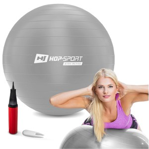 Gymnastický míč fitness 55cm s pumpou - stříbrný